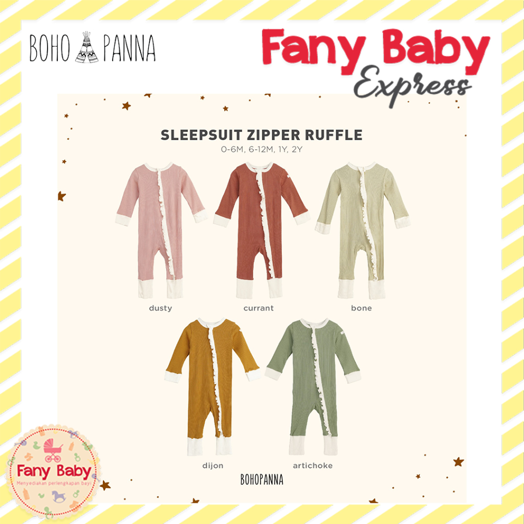 BOHOPANNA - SLEEPSUIT ZIPPER RUFFLE - Baju Tidur Bayi