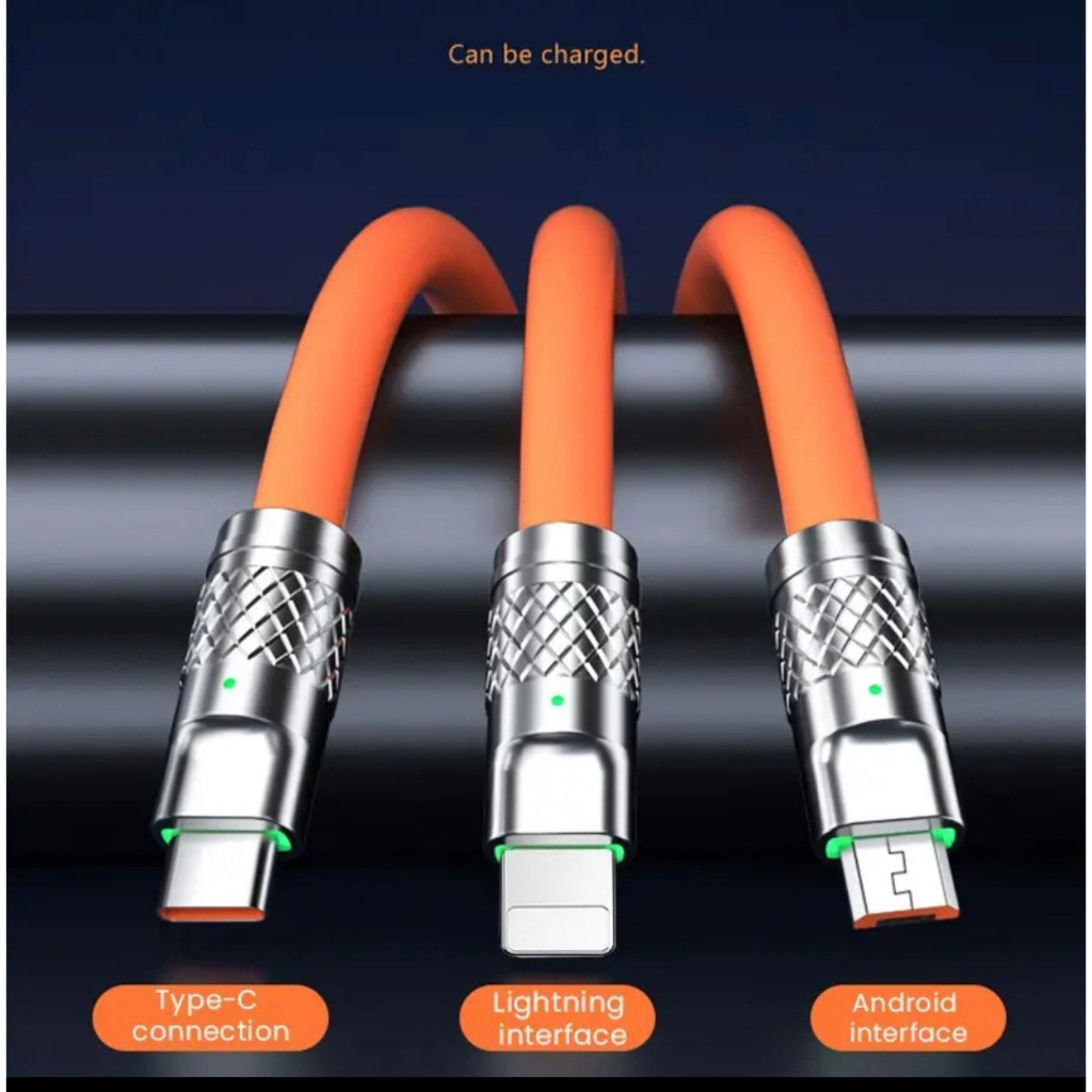 KABEL DATA 120watt 3in1 (MICRO/V8 , TYPE C, IPHONE) + packing import