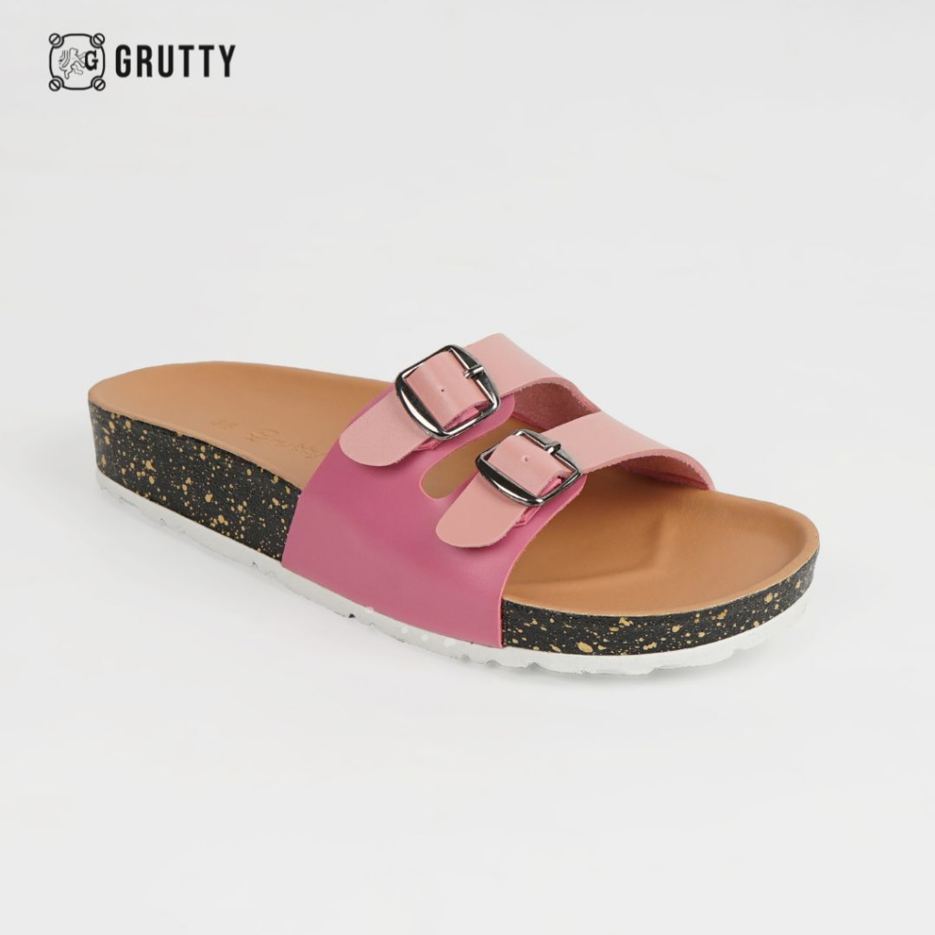 GRUTTY Trella Sandal Wanita Flat Two Tone Series Sendal Kekinian Super Comfy Pink