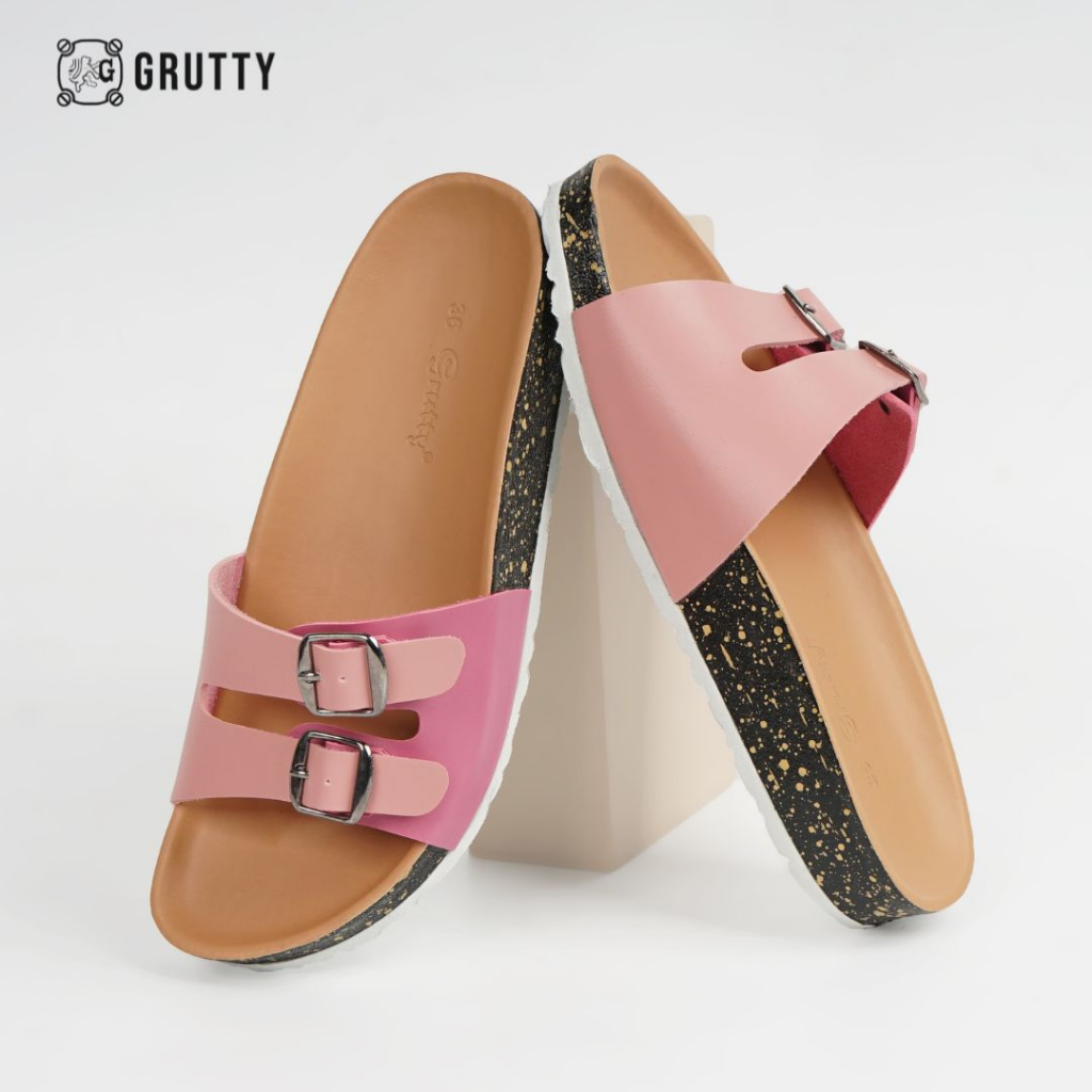 GRUTTY Trella Sandal Wanita Flat Two Tone Series Sendal Kekinian Super Comfy Pink