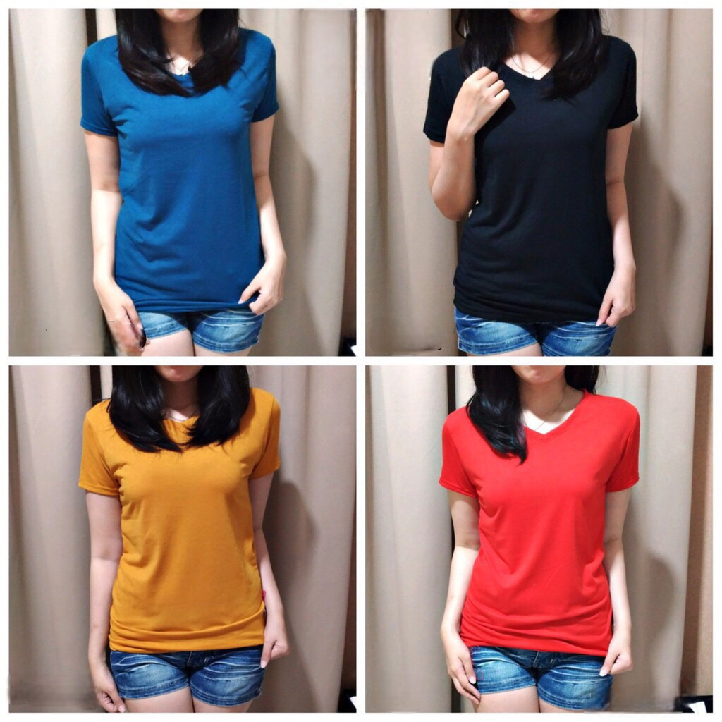 IL - SALE V-NECK Pendek /Kaos Polos Basic Vneck Pendek / t-shirt / Atasan Pakaian Wanita