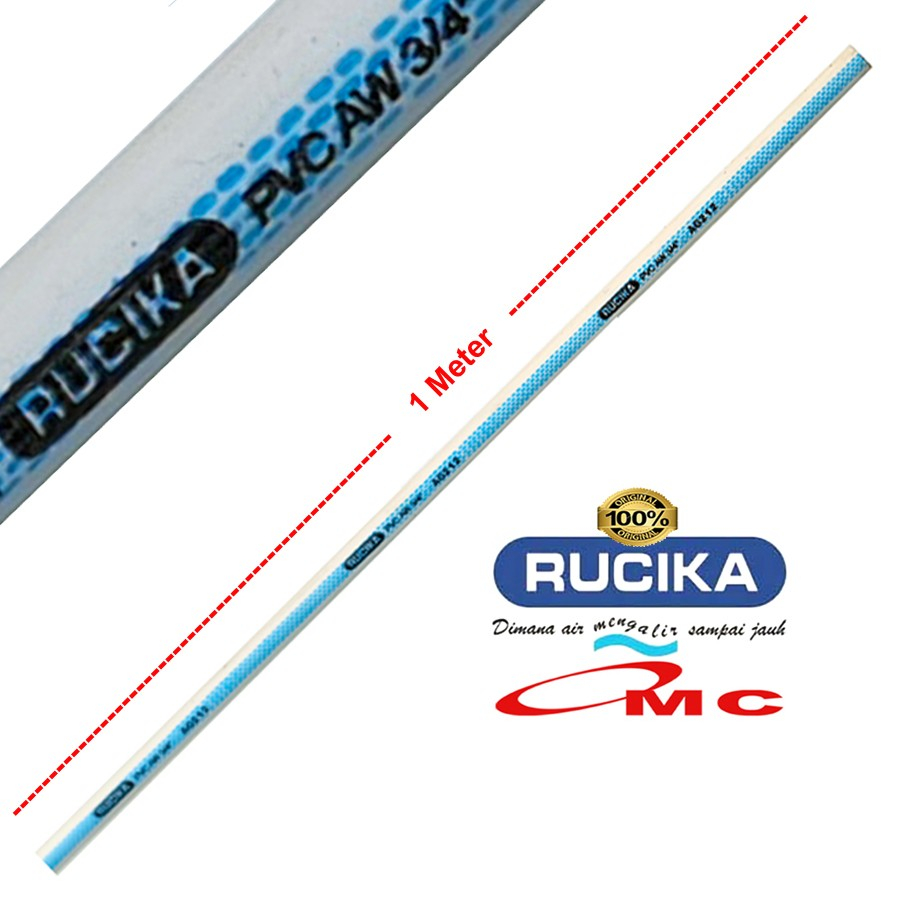 Pipa PVC Rucika AW Paralon Pralon Air 1/2 3/4 Inch 1 Meter 100 Cm