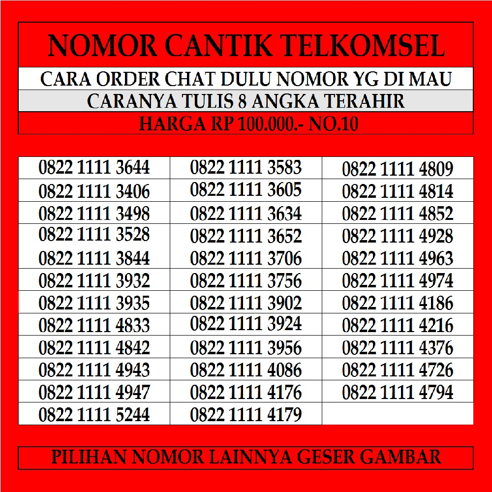 Nomor Cantik Simpati SP 100 Kartu Perdana Telkomsel Nomer