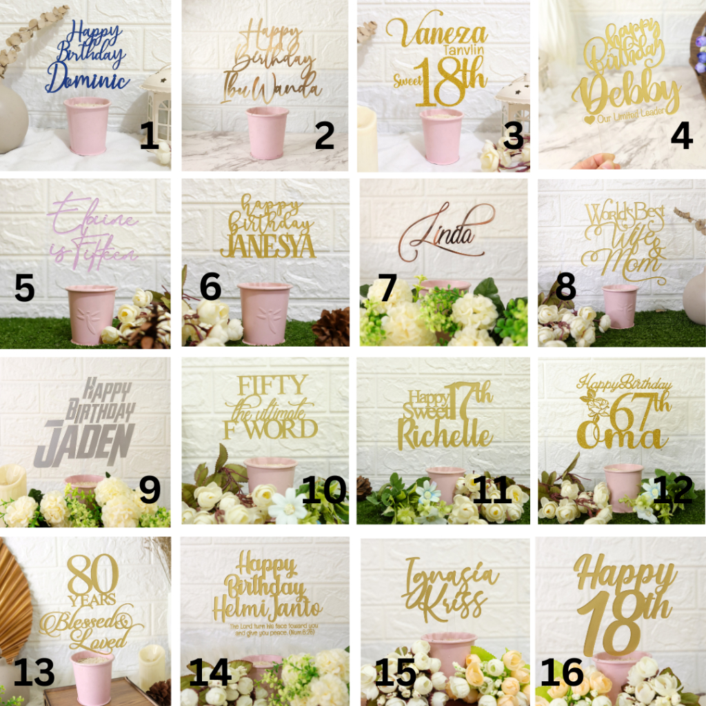 Custom Cake Topper Acrylic Proses 1 hari kerja