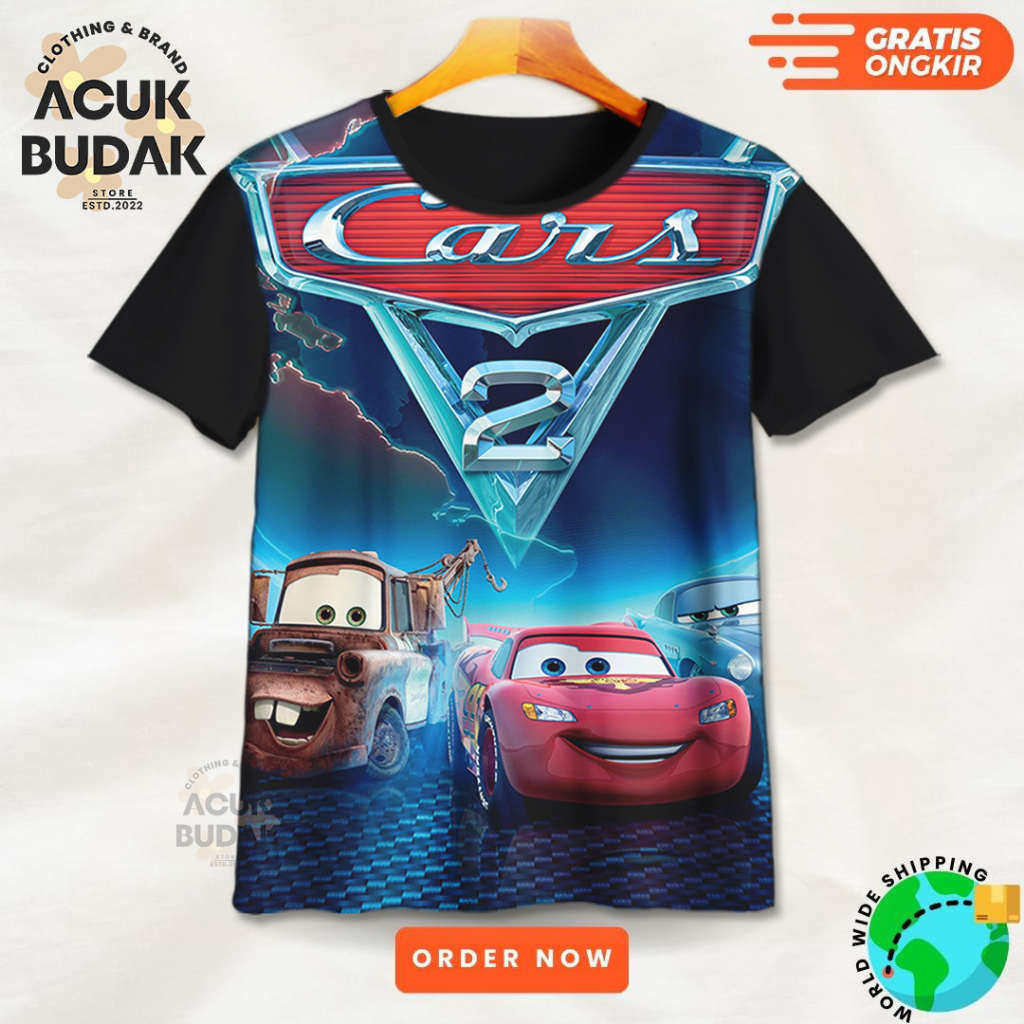 Kaos Atasan Anak 3D Disney Cars McQueen V13 / Baju Kaos Anak Distro Kartun Disney Cars - Acuk Budak