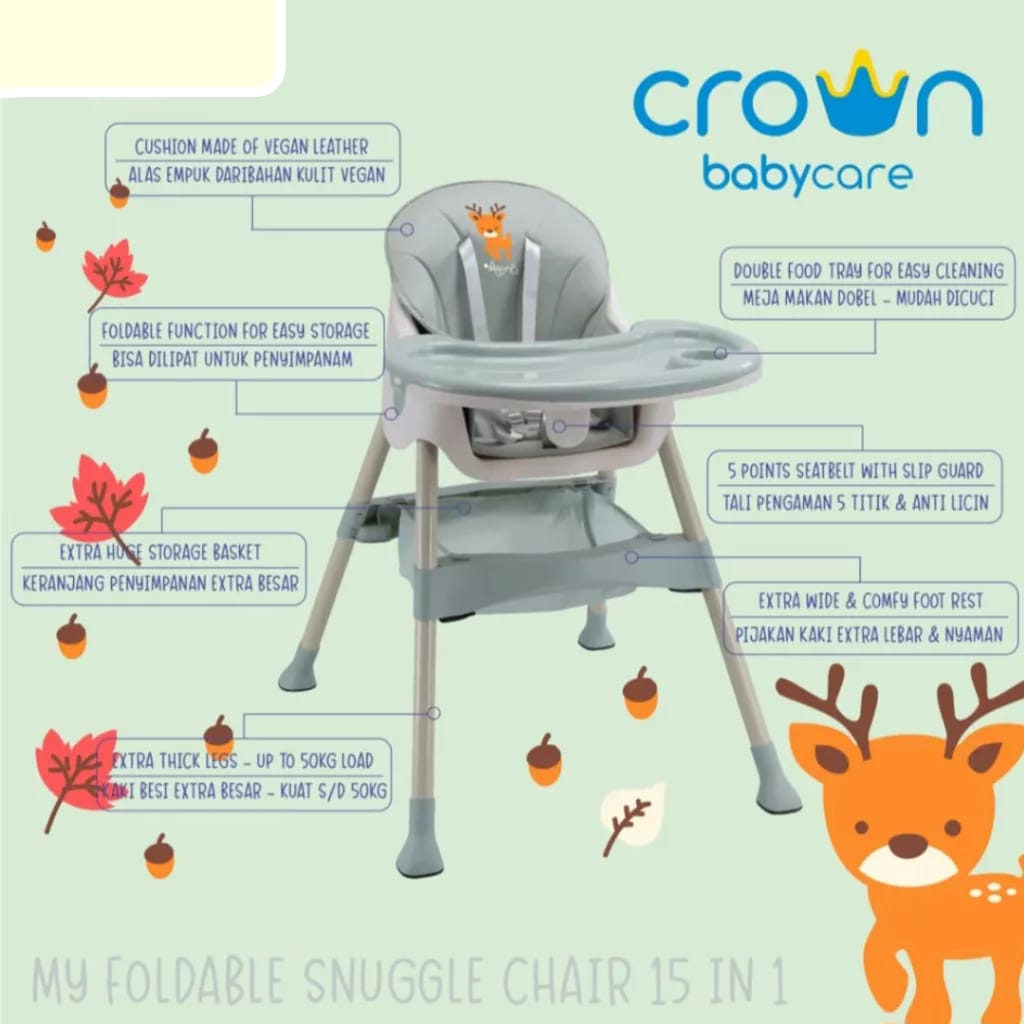 Snuggle My Foldable Chair 15in1 CR228 - Kursi Makan Anak Multifungsi