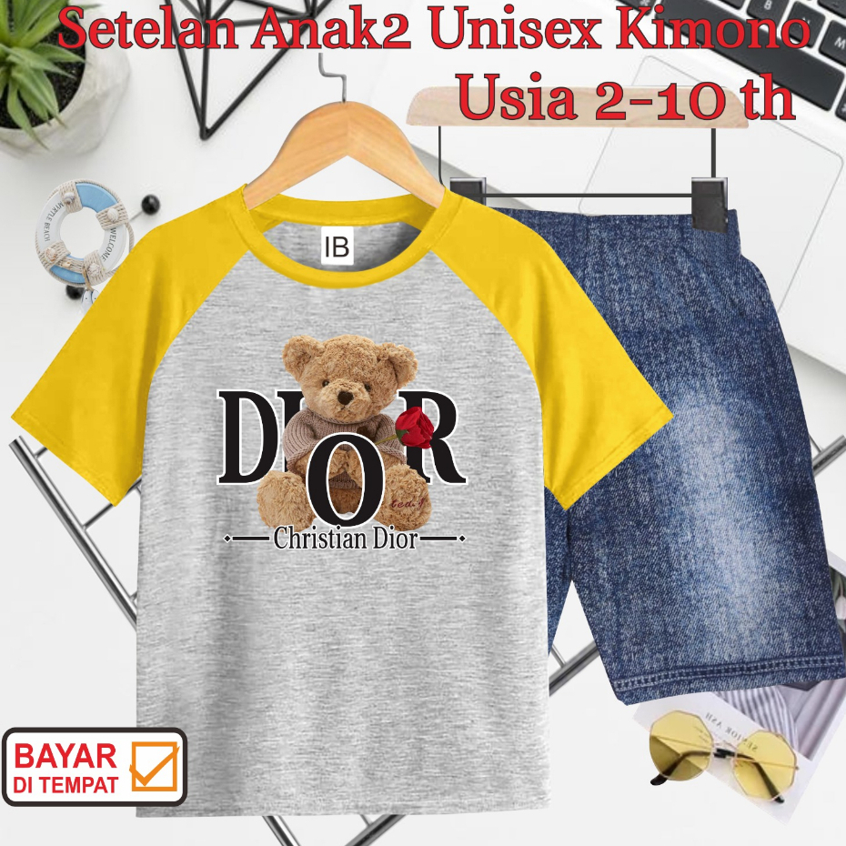 ((IB))SETELAN ANAK2 UNISEX KIMONO SEMI JEANS/BEAR DIGITAL SABLON