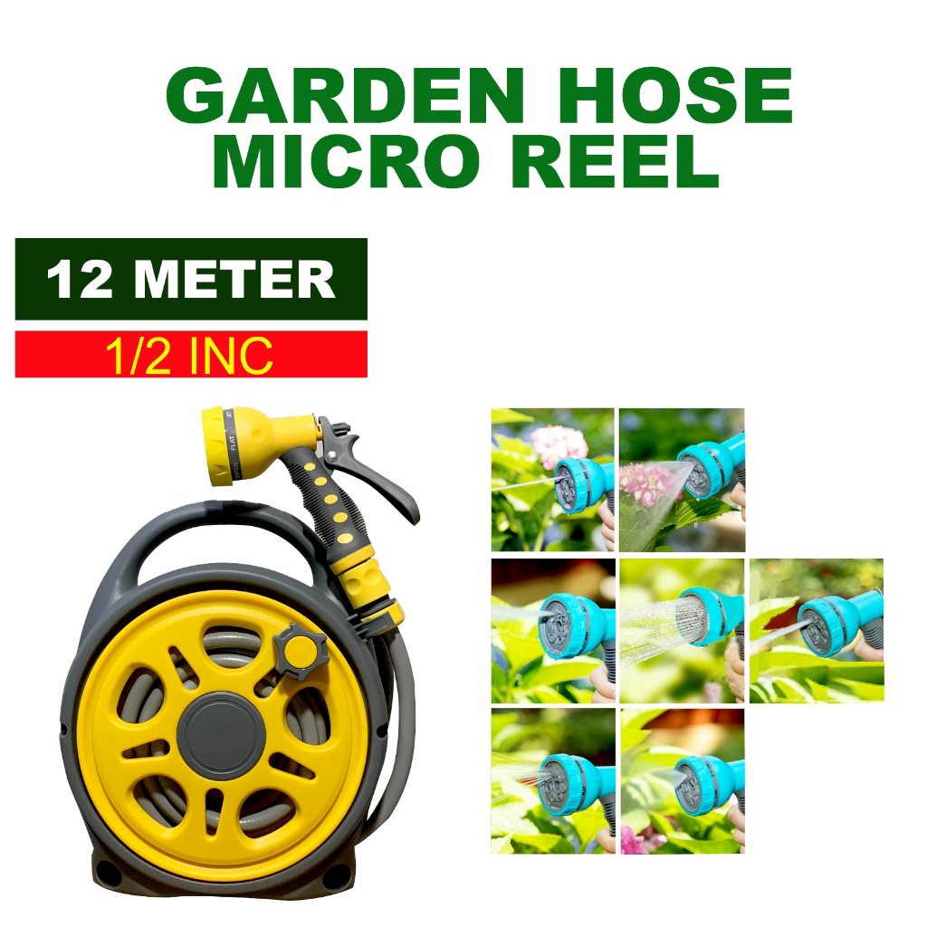 GARDEN HOSE NEW REEL / SELANG TAMAN 12 METER PAKET SELANG DAN SEMPROTAN