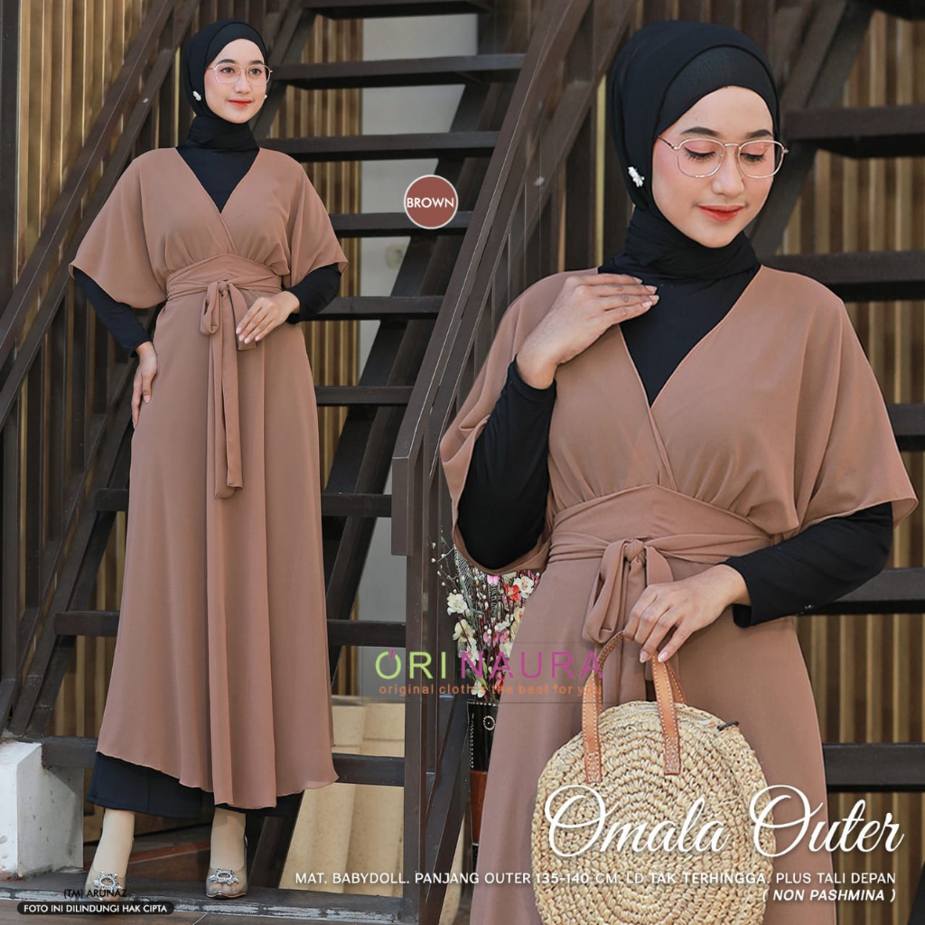 Omala Outer Wanita Ceruty Babydoll Muslim Original Orinaura