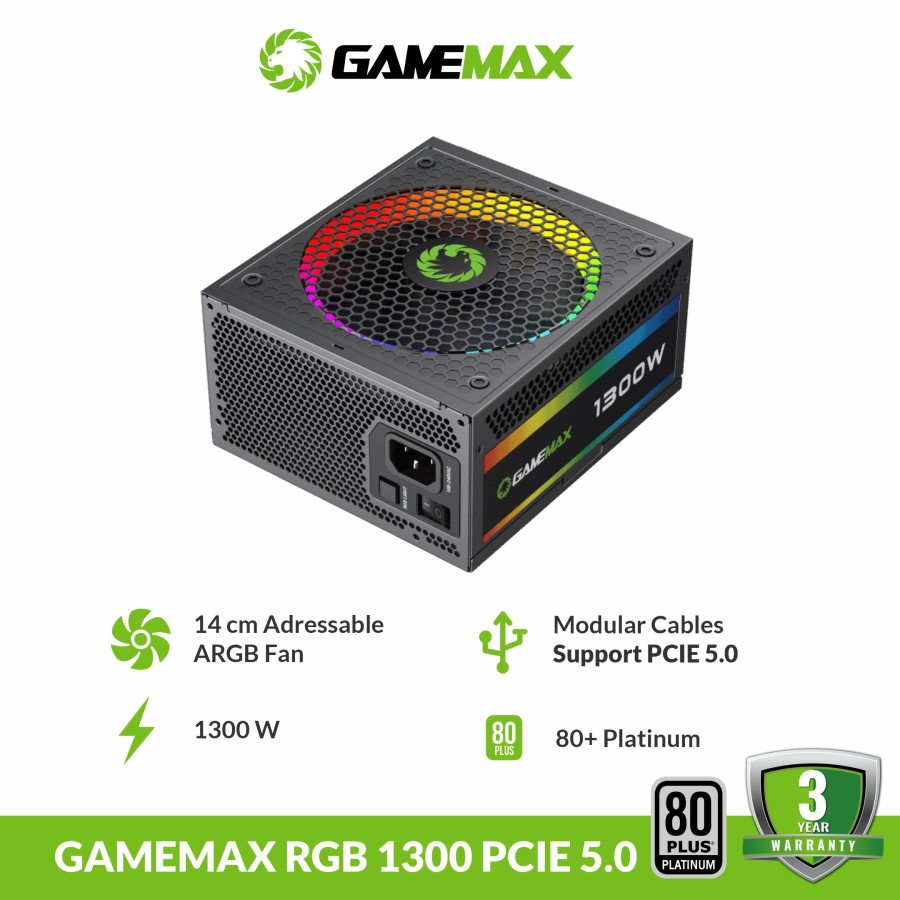 PSU Gamemax RGB 1300 ATX3.0 PCIE5.0 80+ Platinum