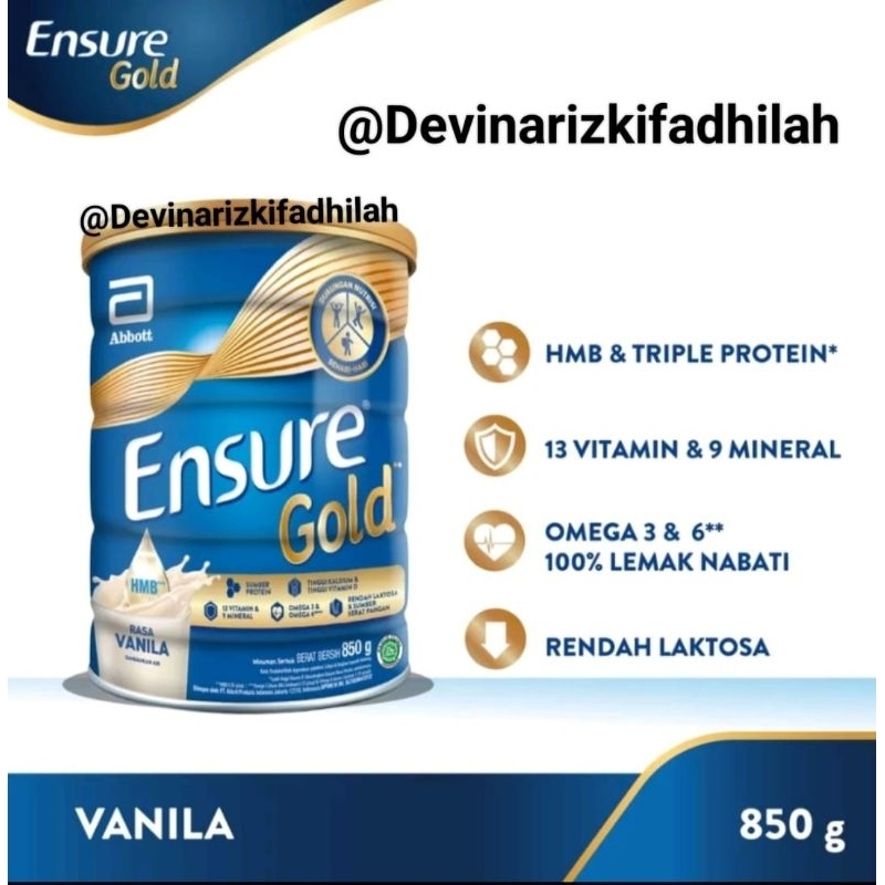 

Ensure Gold Vanila / Coklat 850g, Exp 2026