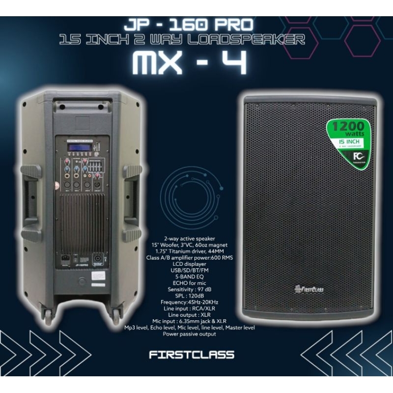 speaker aktif firstclass jp16pro mx4 jp16 pro mx 4 15'' original