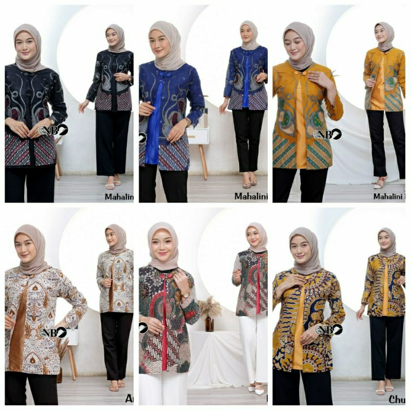 tey-17 Batik wanita ASJ SA HRB026 Kenongo Kemeja Tosca Pendek