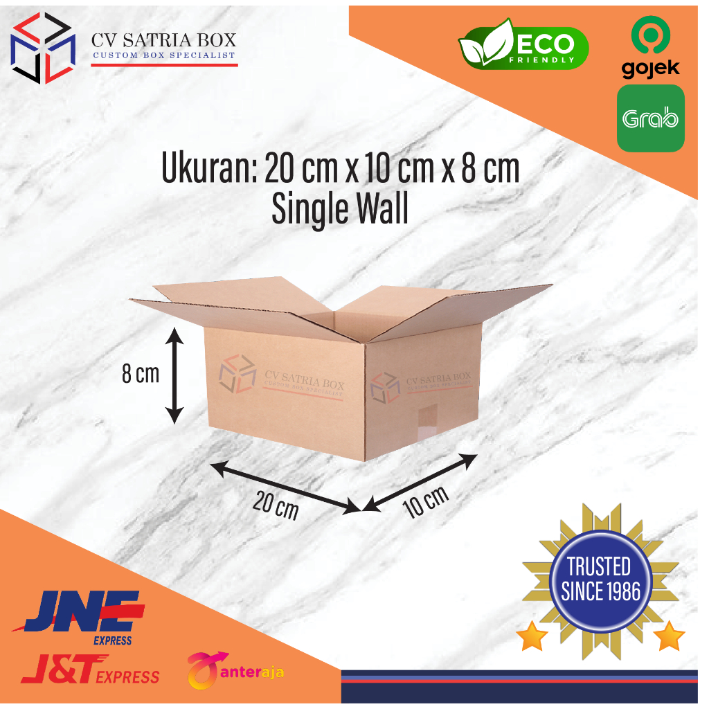 

Dus Packing Kardus Karton Box Corrugated Polos Murah Ukuran 20x10x8 cm (P x L x T) - Single Wall