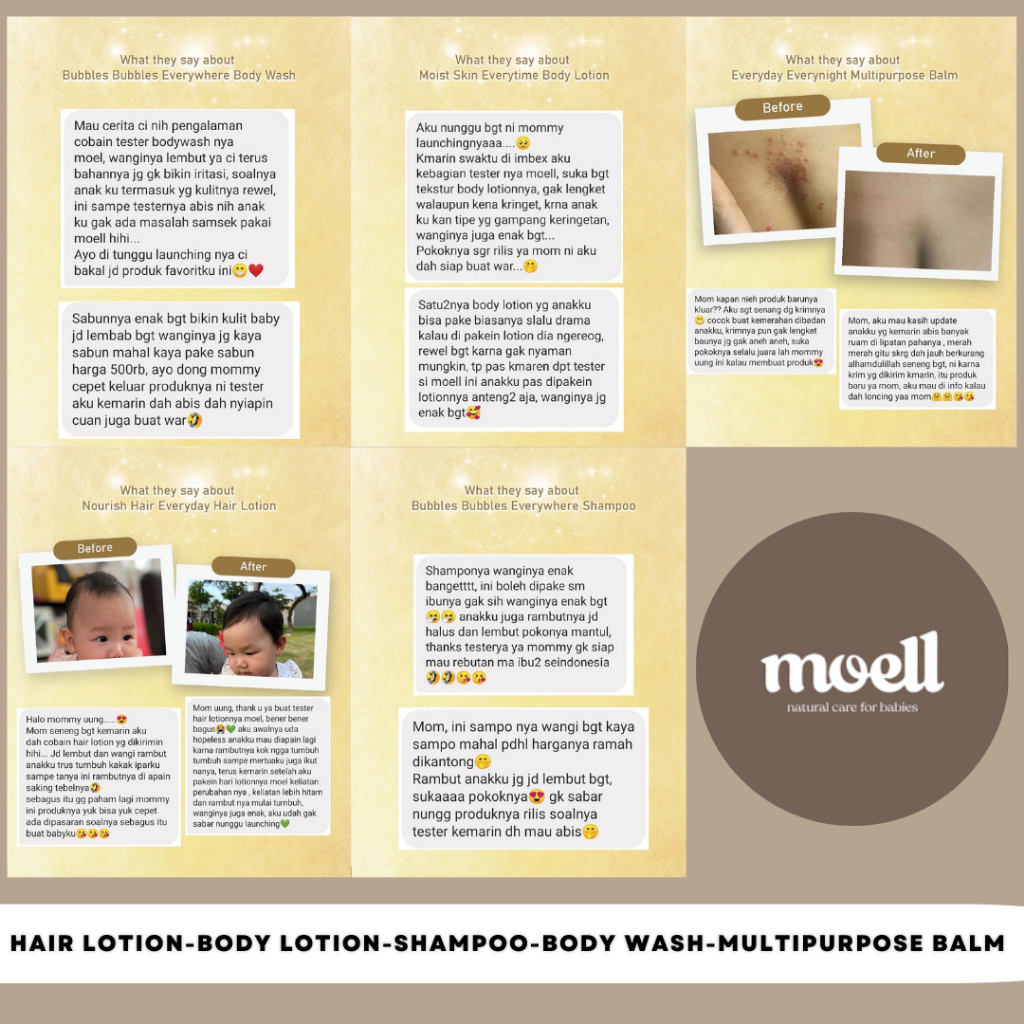 MOELL NOURISH HAIR LOTION SHAMPOO BODY WASH BODY LOTION MULTIPURPOSE BALM TANGERANG