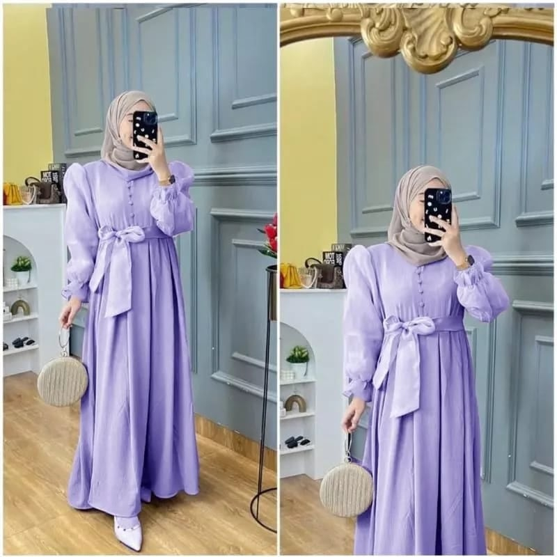 Rania Dress Bahan Cringkle Mix Organza / Gamis Kondangan BAJU DEWASA MURAH TERBARU 2023