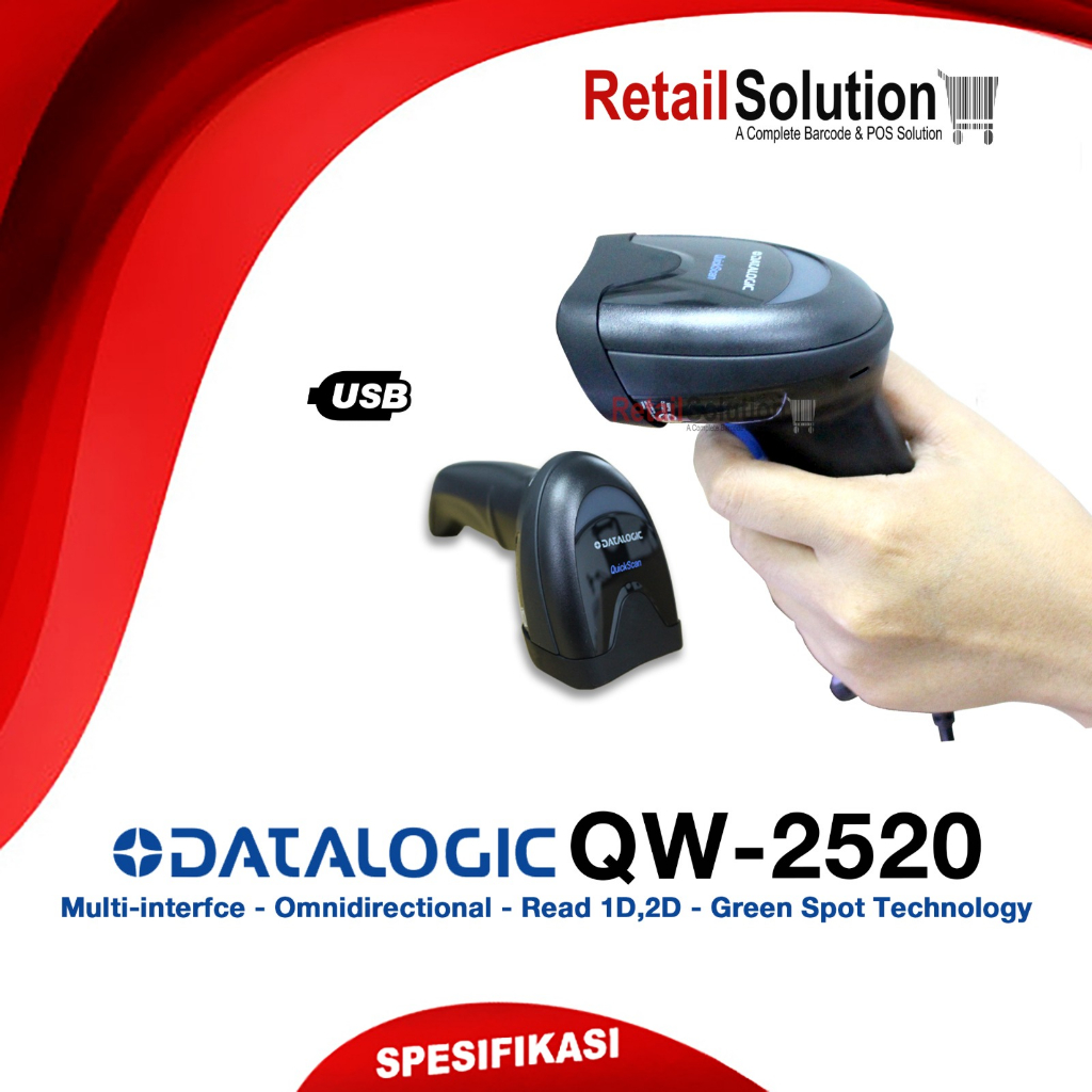 Barcode Scanner 2D USB Wired - Datalogic Data Logic QW2520 QW-2520