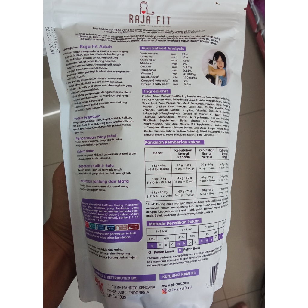 MAKANAN KUCING RAJA FIT ADULT RAJAFIT 500 GRAM CAT FOOD