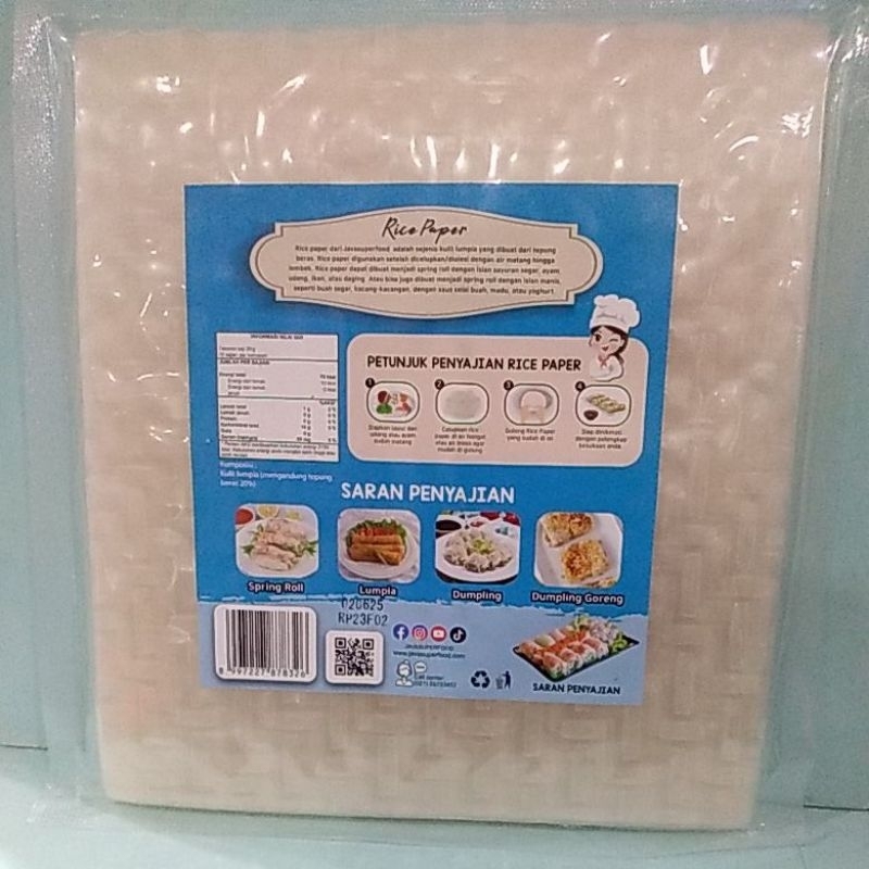 RICE PAPER KULIT LUMPIA KOTAK 21×18,5 CM / BULAT 22 CM 200 GR ( ISI 20 LEMBAR)