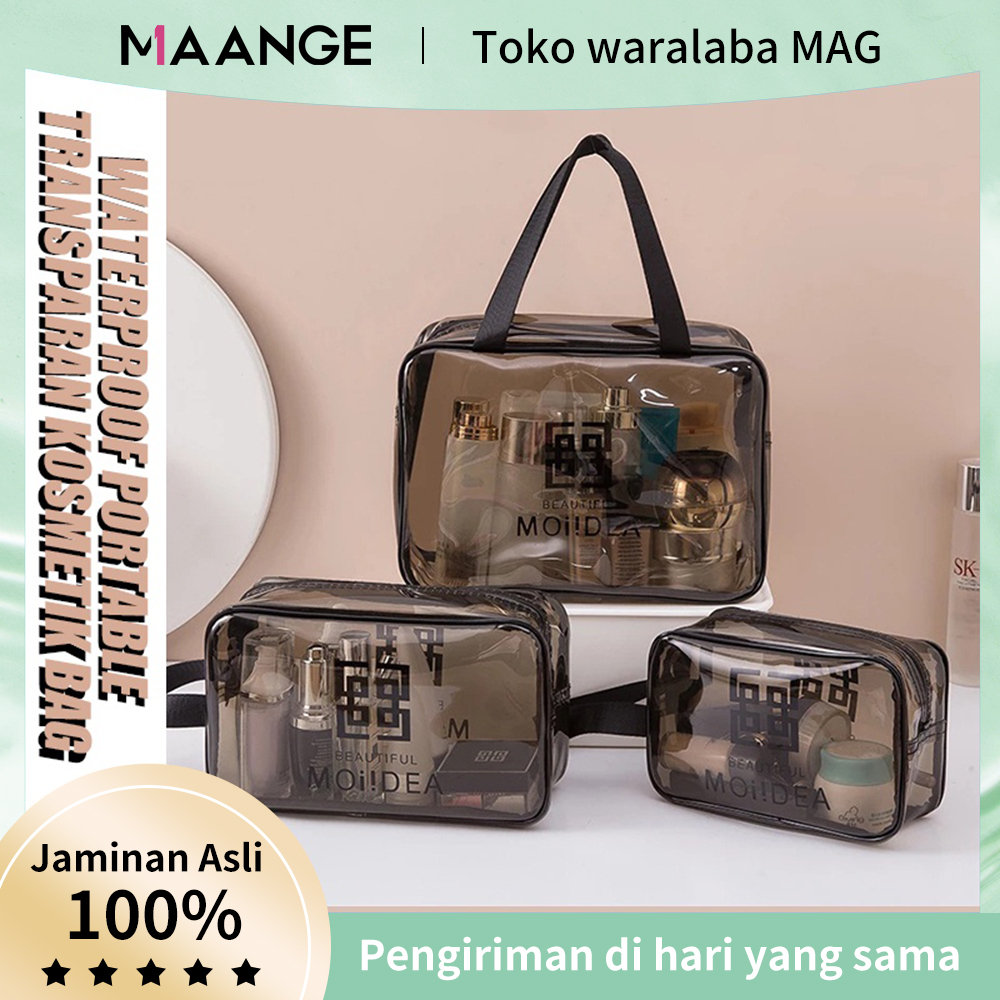 MAGEFY Tas Make Up Transparant Besar / Box Make Up Tas Kosmetik /Tempat Make Up  Aesthetic / Organizer Traveling Pouch Skincare Tas Cuci PVC Tas Penyimpanan Perjalanan0311