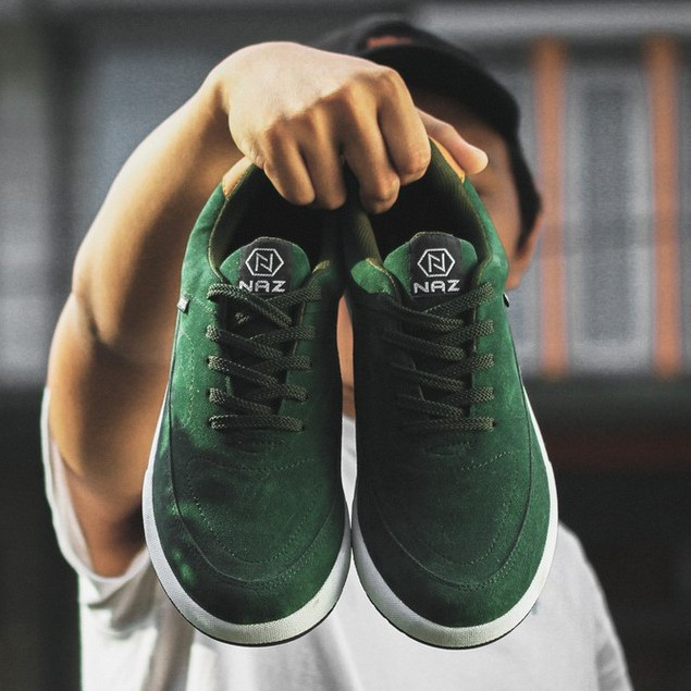 Sepatu Sneakers Pria Casual Green Army Kerja Kuliah Hangout Shoes Cowok Premium Trendi Original Naz Gustav