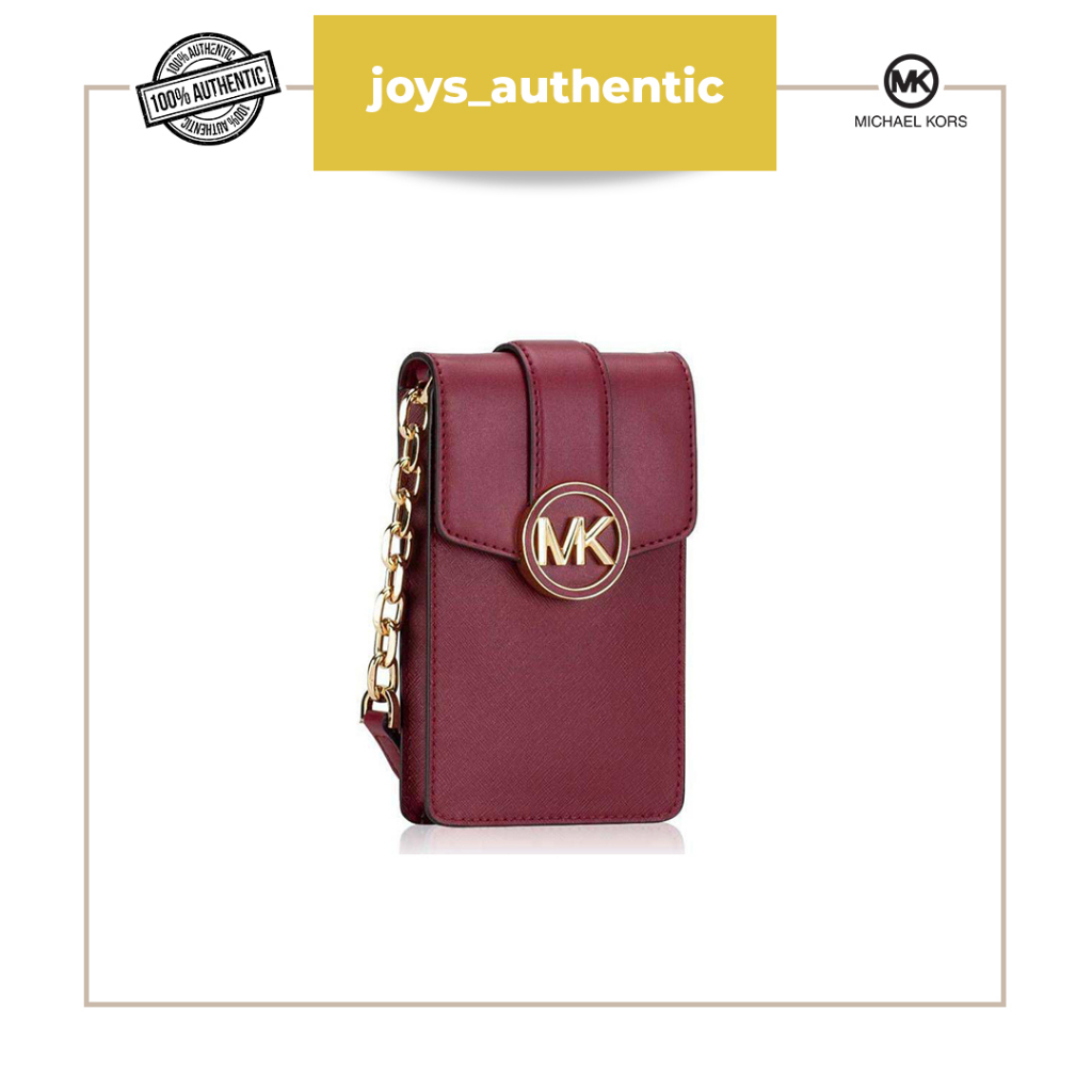 Tas Wanita Michael Kors Carmen Phone Crossbody Merah Mulberry Woman Bag Authentic Original