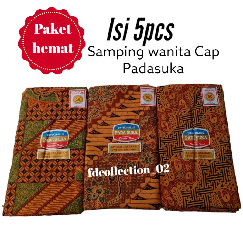 5 Pcs Kain Samping Batik PADASUKA/Kain Panjang/Samping Kebat Jarik Melahirkan Ukuran 105 X 220