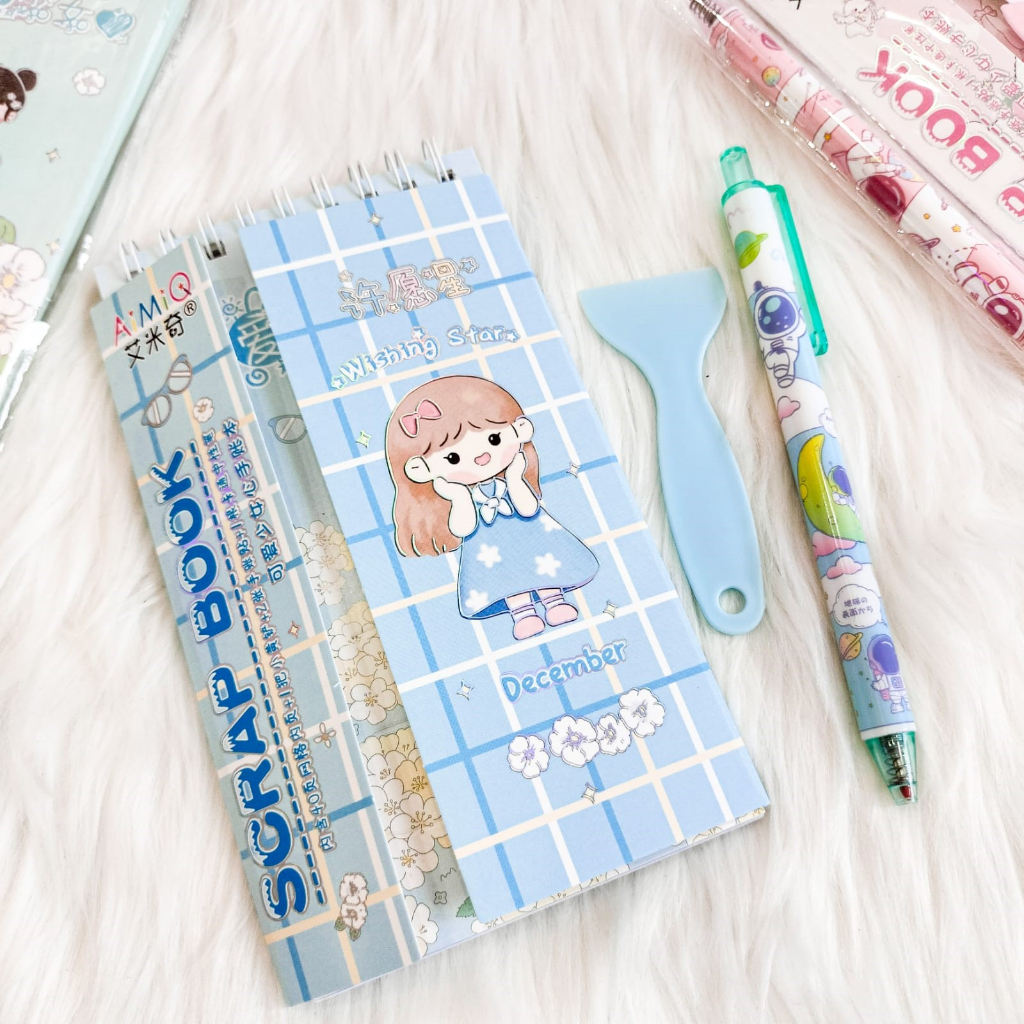 &quot;Paket Sticker ZC-AM36 buku spiral lucu pulpen dan perata stiker lucu kado unik journaling jurnaling pena pen momo senmu  Set Daily Manual Cute Pattern Decorative Tape Sticker Gift Box&quot;