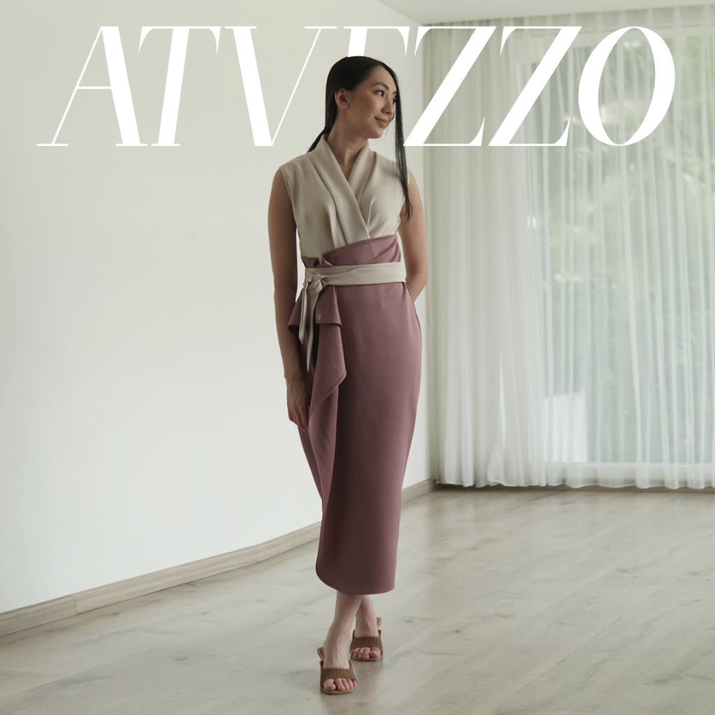 ATVEZZO Celline Sleeveless Mauve Dress Ungu Dress Kondangan Gaun Pesta Dress Pesta Party Dress Forma