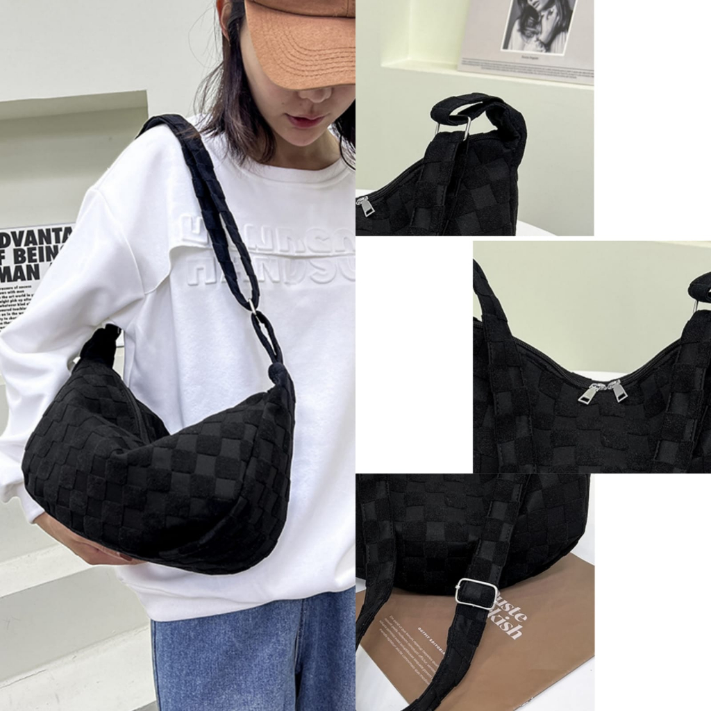 TAS SELEMPANG WANITA IMPORT SLING BAG KOREA KEKINIAN NILON HITAM BRANDED BATAM MURAH JENINE TA827B5 SHOULDER BAHU FASHION PREMIUM SIMPLE CASUAL LUCU TERBARU REMAJA CEWEK