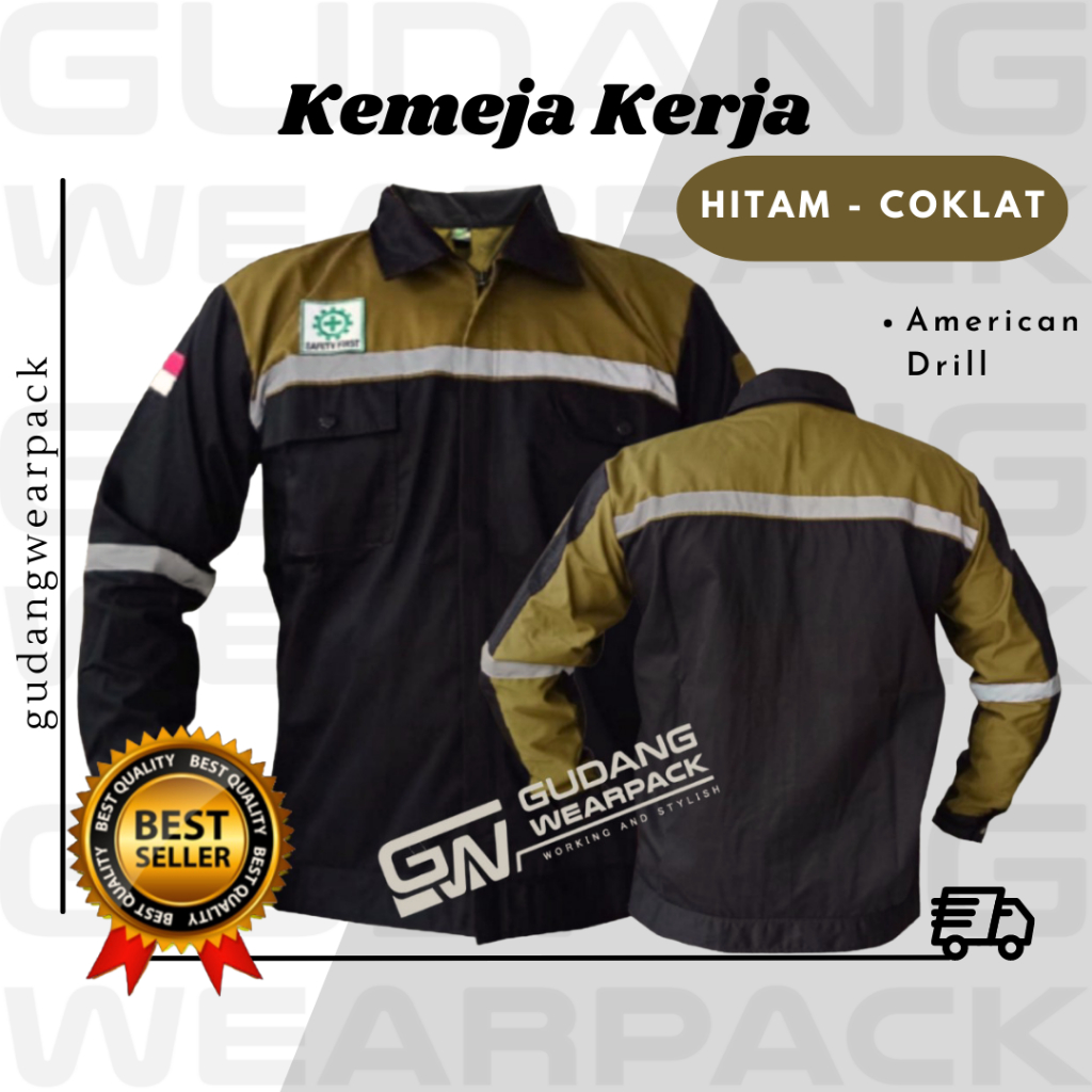 Gudang Wearpack - Baju Kerja Seragam Proyek Warna Hitam Coklat