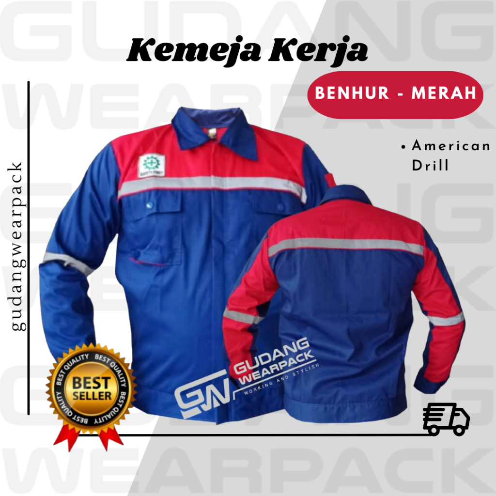 Gudang Wearpack - Baju Kerja Seragam Proyek Warna Benhur Merah