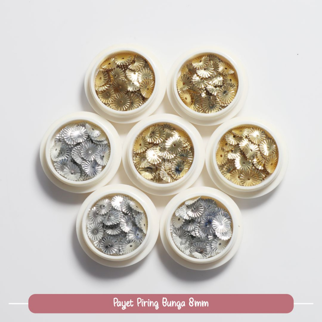Borci Bunga Payet Piring Ramborci Lubang Tengah Payet Bunga Datar
