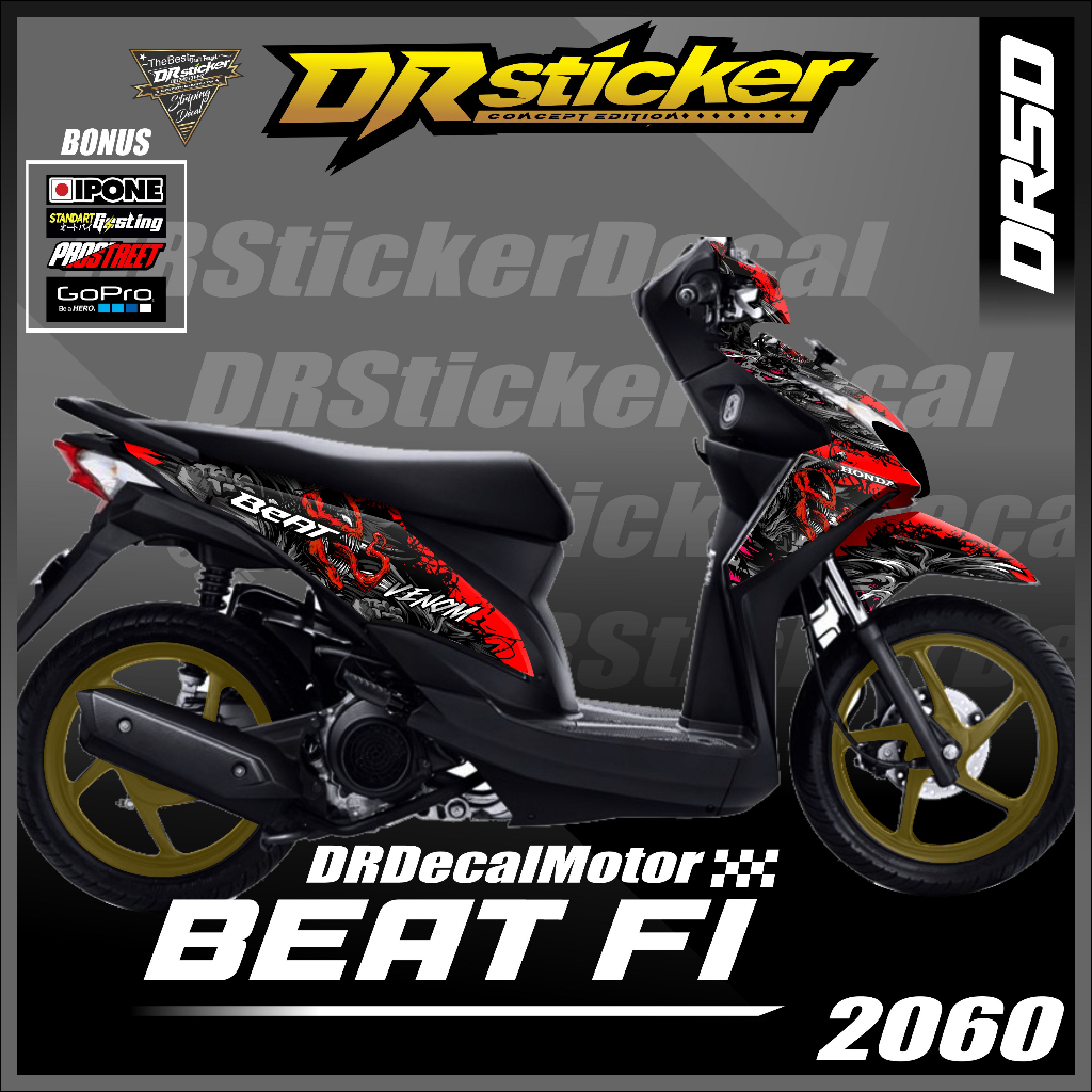 DECAL STIKER HONDA BEAT FI LAMA 2013 2014 2015 DECAL BEAT FI - Merah