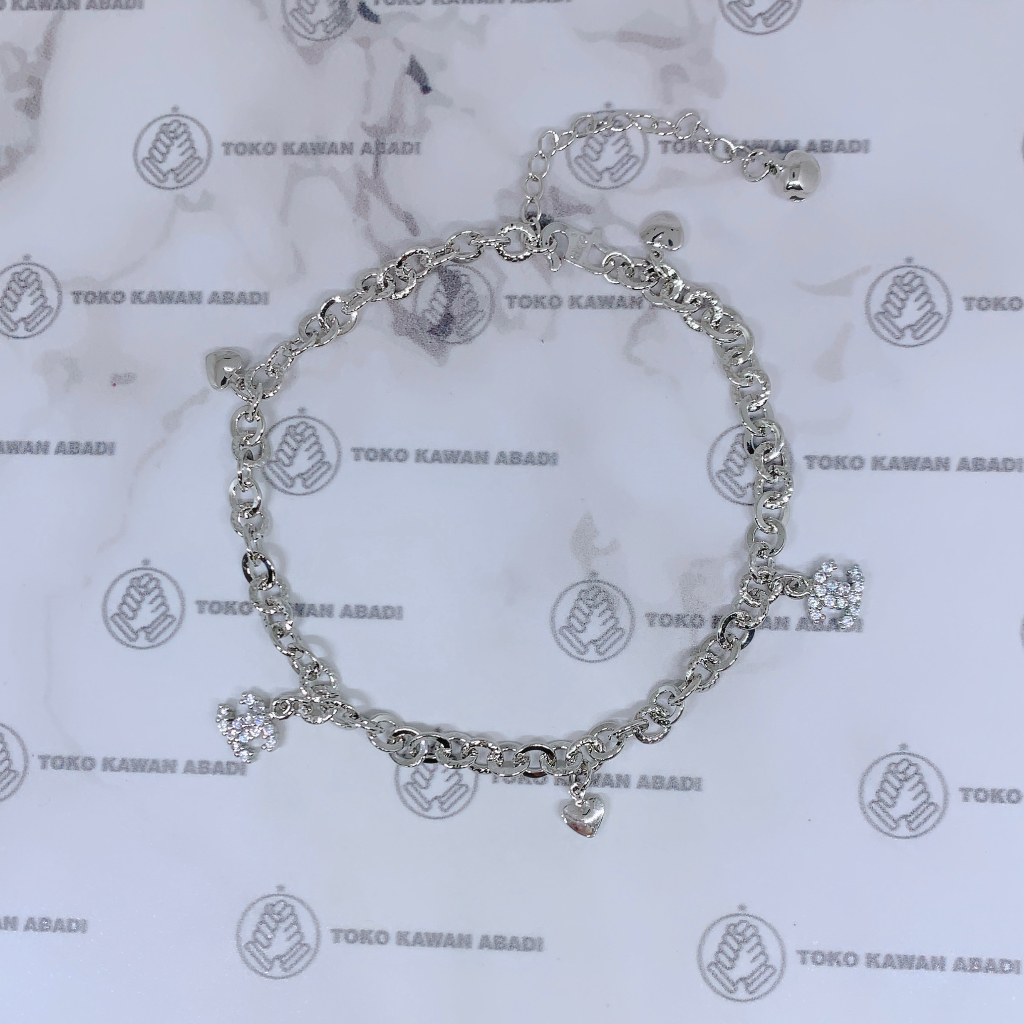 Gelang Kaki Xuping Silver Wanita Dewasa Motif Bunga Permata Fashion Terbaru *08