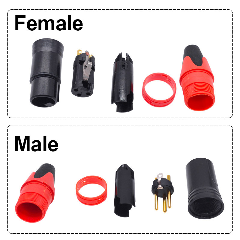 JACK JEK CANON XLR 3 PIN MALE /FEMALE BODY HITAM 5PCS