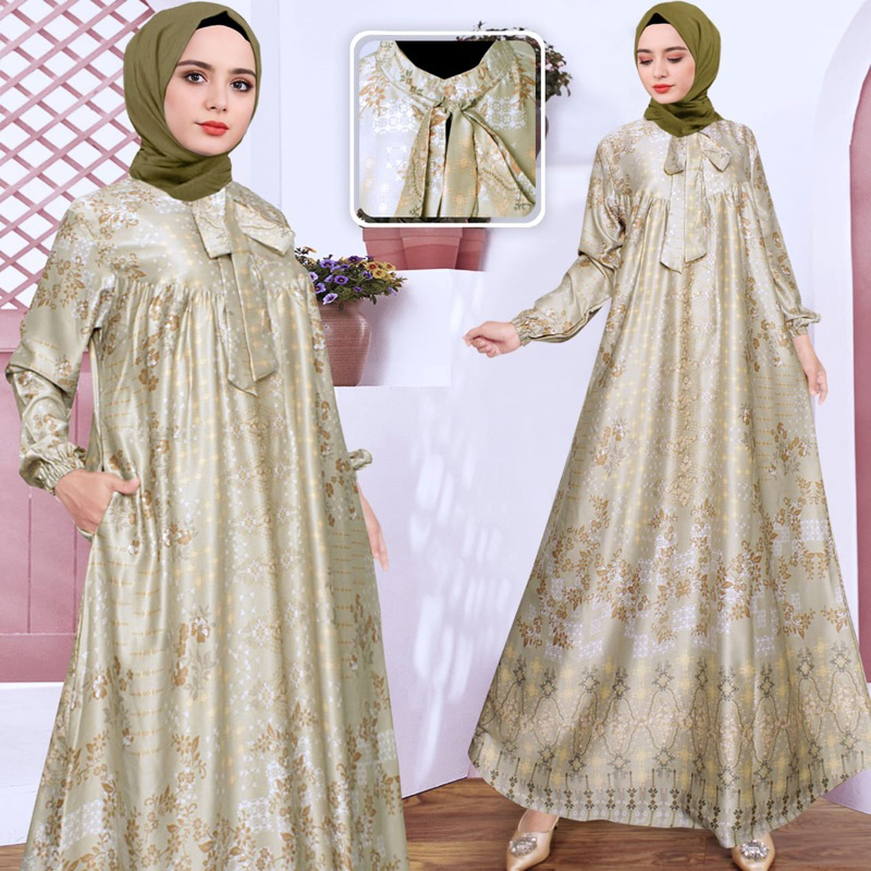 Gamis Motif /Gamis sutra silk / Gamis pesta terlaris/Gamis kondangan /Gamis silk premium