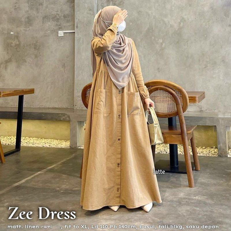 Bajurancak Baju Gamis Maxy Wanita Muslim Trend Terbagus 2023 Harian Santai Anggun Cantik Terbaru Terlaris Termurah Zee Dress Kekinian Gamis Wanita Bahan Linen Rami