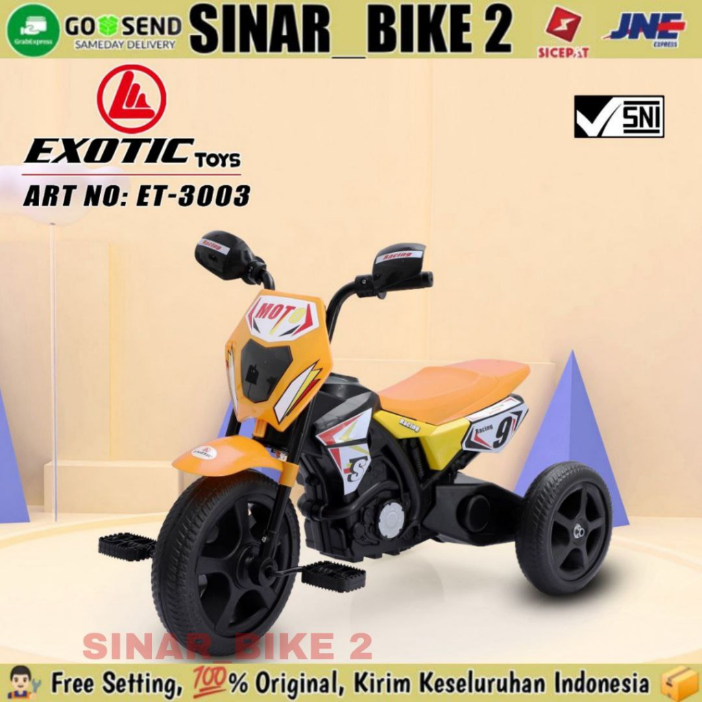 Motoran Exotic ET 3003 Sepeda Roda 3 Motoran Gowes