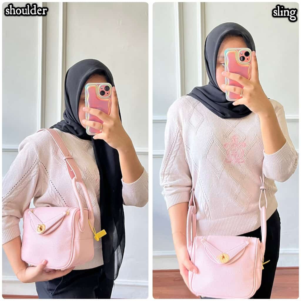 (PINK_IMP) New Lindy Import Tas Sling Shoulder Wanita Ready 7 warna . Bahan Kulit Jeruk . Premium