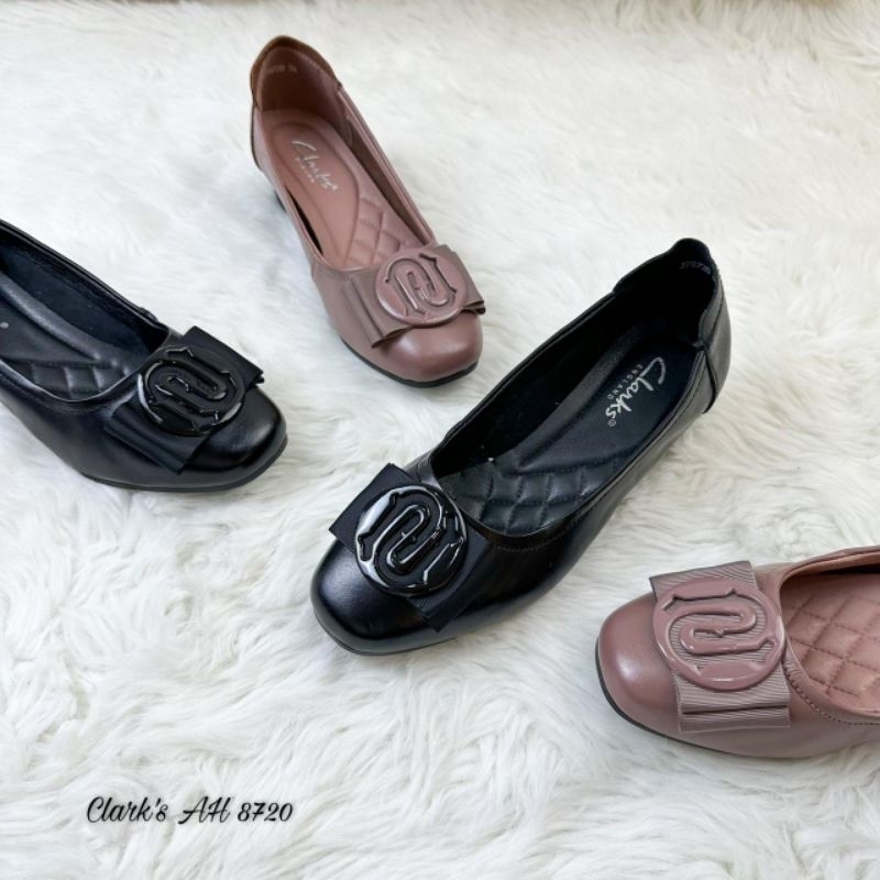 Clarks Sepatu Kulit Wanita Wedges 4 cm 100 % Kulit Asli AH 8720