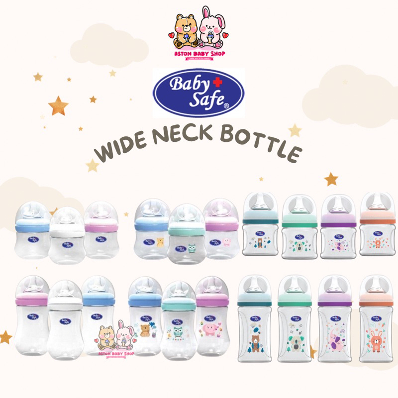 Baby Safe Wide Neck bottle 125 ml &amp; 250 ml gambar &amp; polos WNS01 WNS02 WN01 WN02 WN07 WN08 Botol Susu bayi