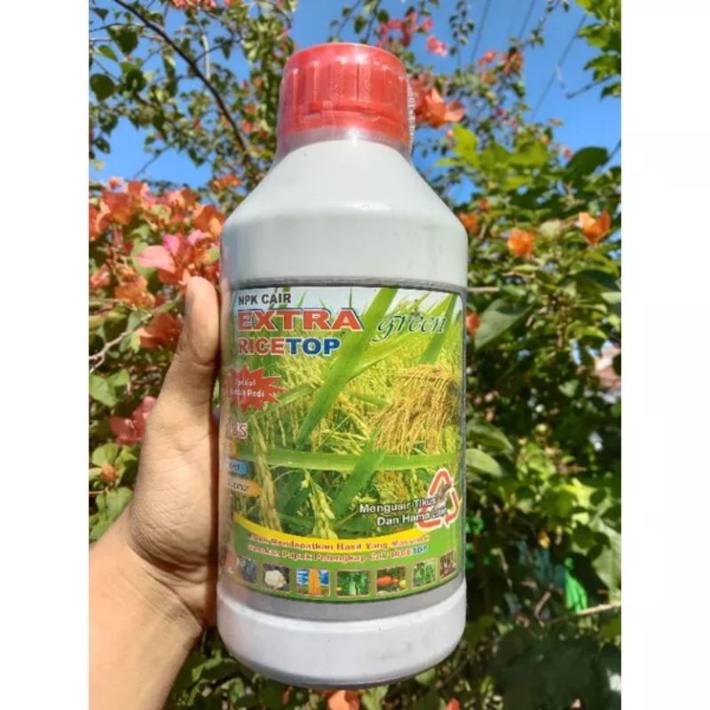 Pupuk NPK cair top extragreen penambah bobot dan anakan padi NPK rice top 1liter
