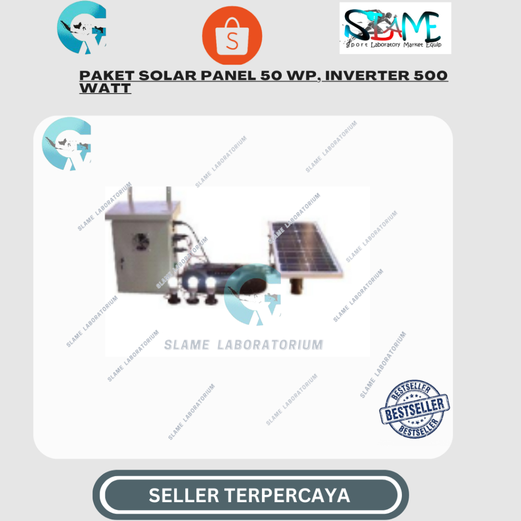 Paket Solar Panel 50 WP, Inverter 500 Watt