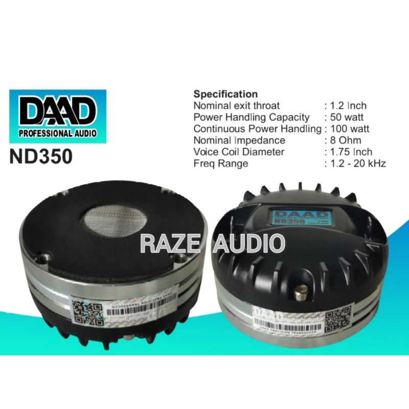 DAAD Professional Speaker Component TYPE : ND350 (Neodymium) MINIMUM 2 PCS