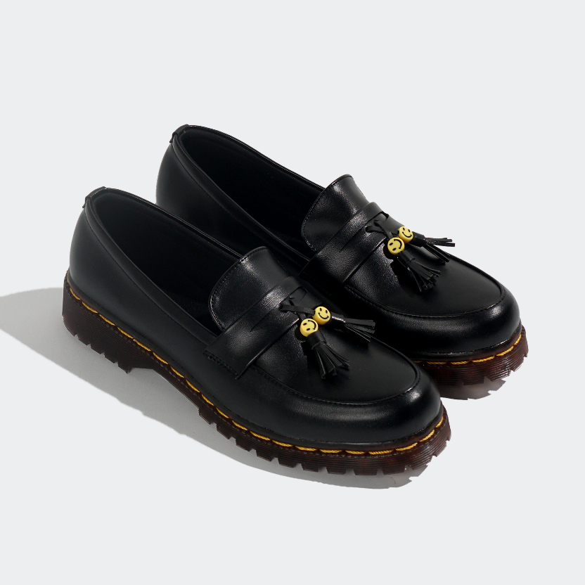 Sepatu Wanita Loafers Casual Kulit Smile Style Santai Loafer Original - Silva Black