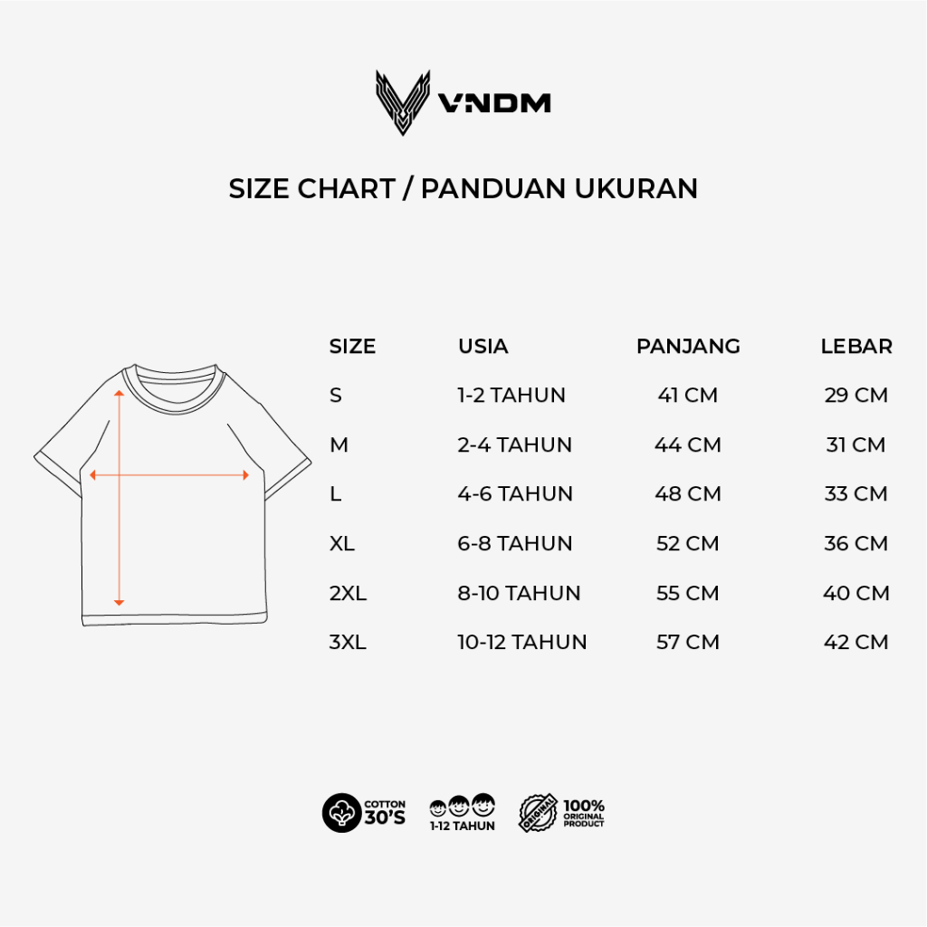 Vendom Kids Kaos Distro Anak Laki Laki &amp; Perempuan / Kaos unisex Umur 1-12 Tahun Cotton 30s Premium cotton