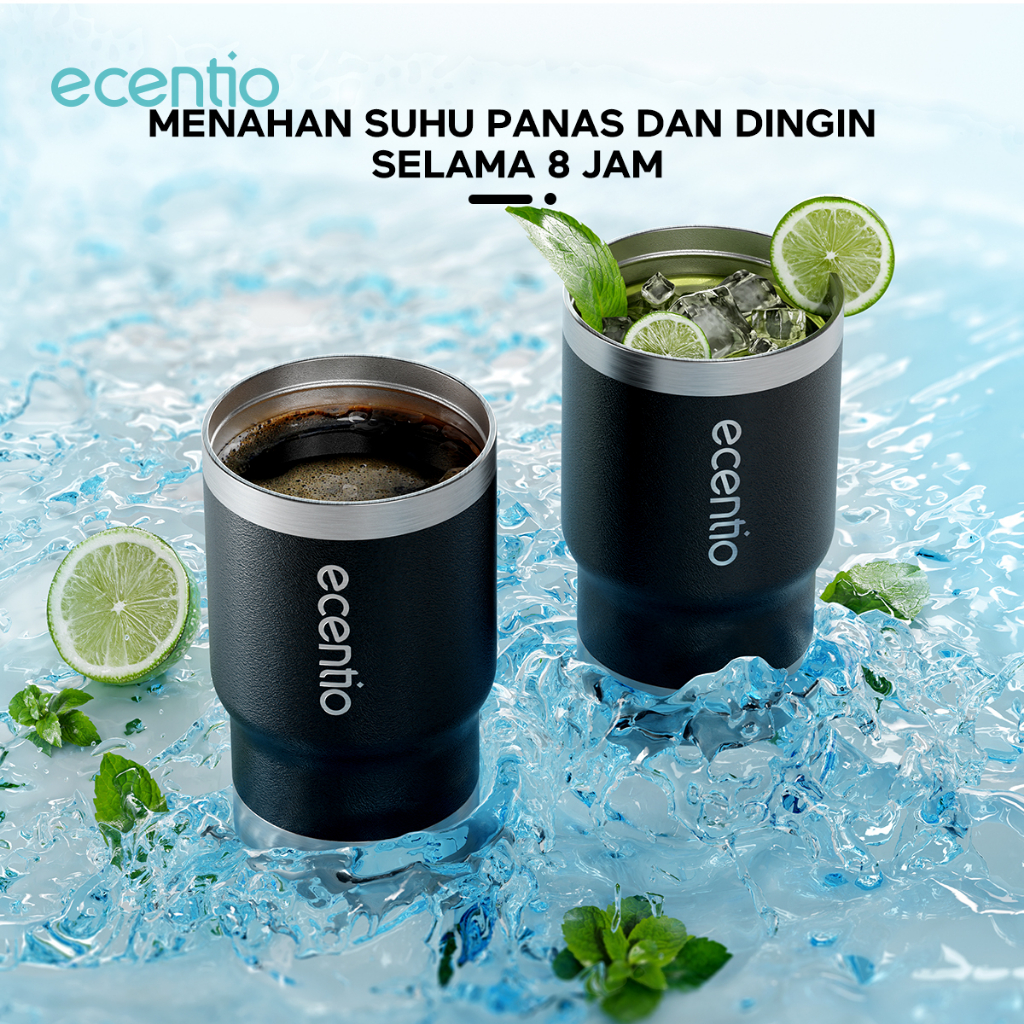 ecentio &amp; FOODI Coffee Portable Hot &amp; Cold Travel Cup 350ml/Termos Cup botol Stainless Energetic One Touch Tumbler