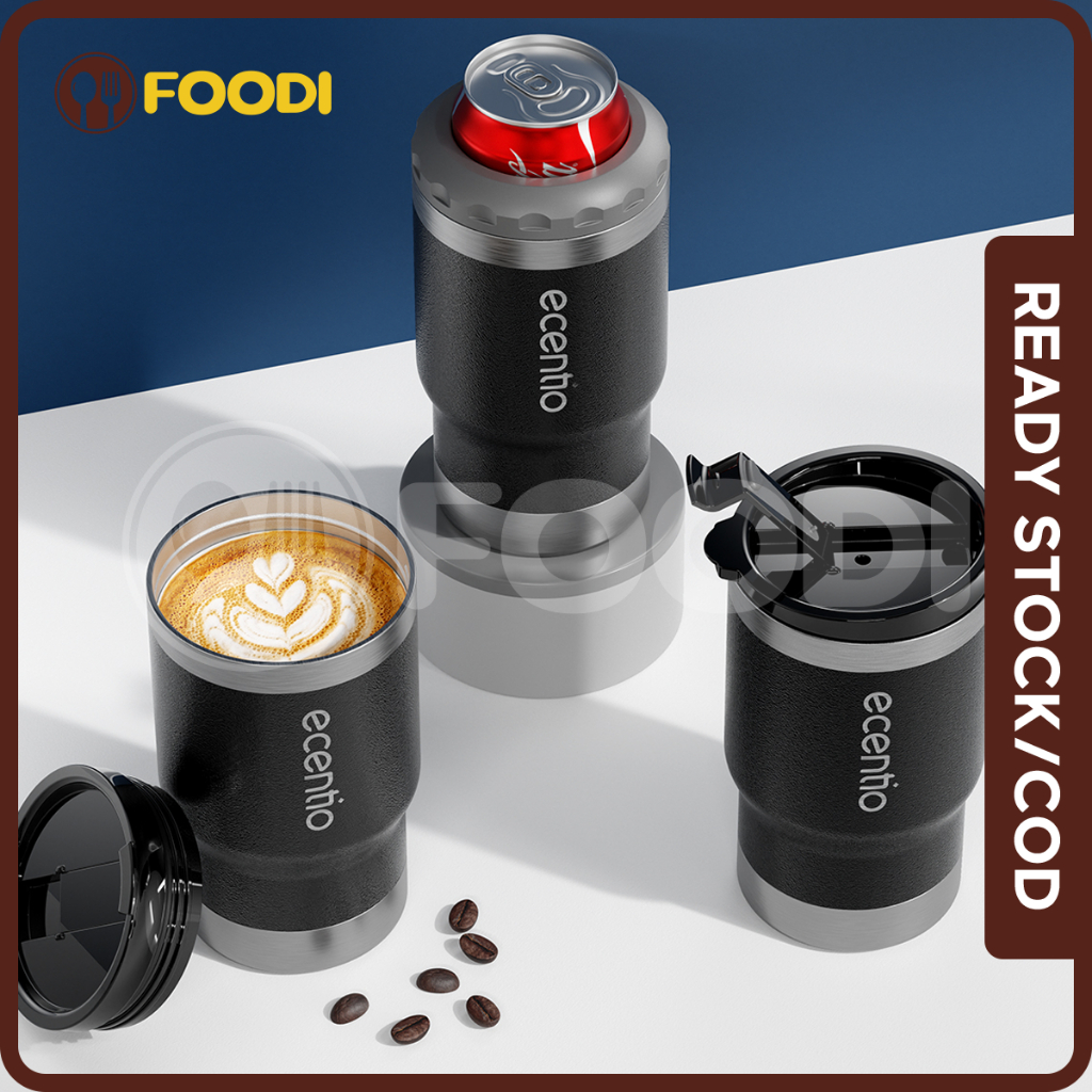 ecentio &amp; FOODI Coffee Portable Hot &amp; Cold Travel Cup 350ml/Termos Cup botol Stainless Energetic One Touch Tumbler