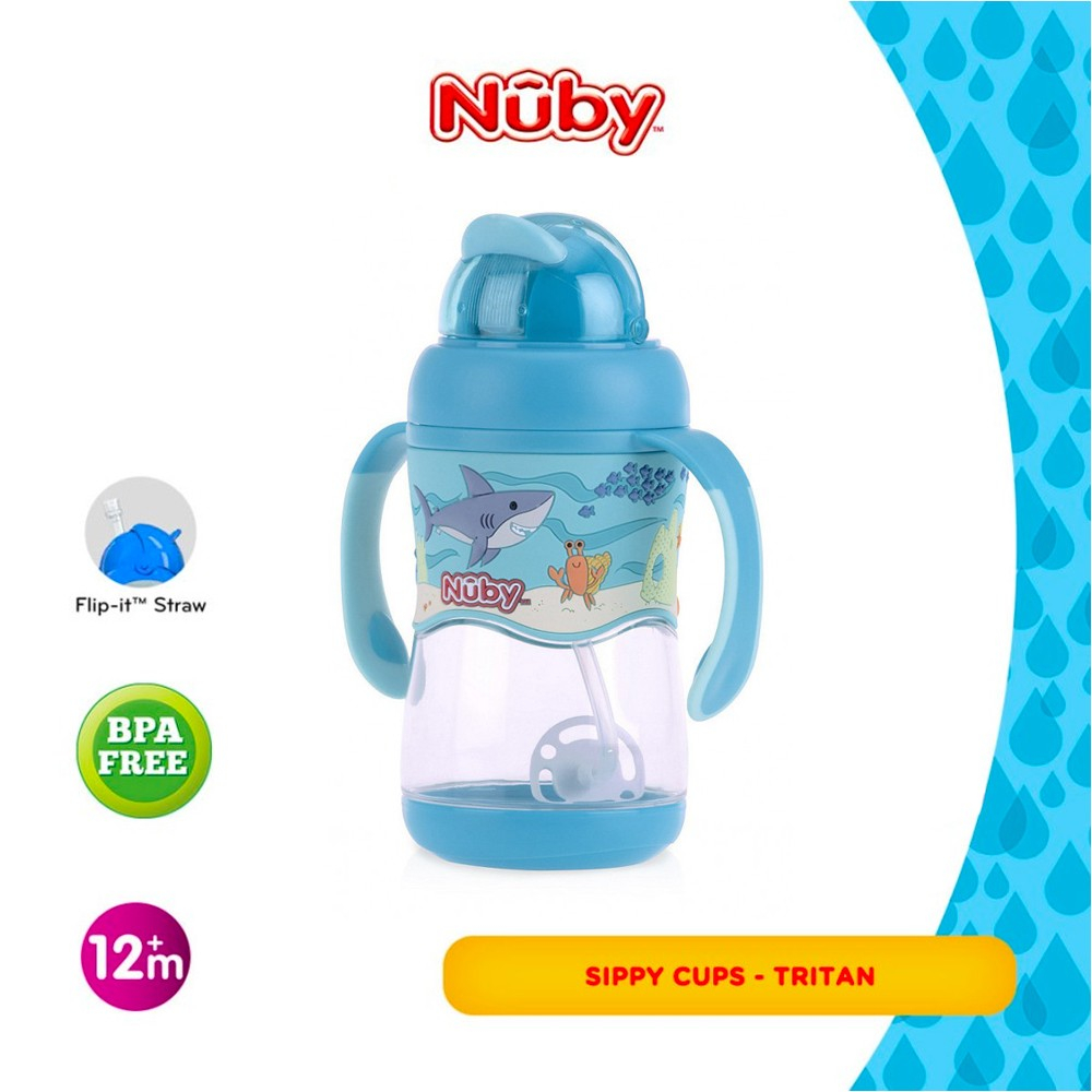 Nuby Tritan Flip It with Weighted Straw - 400 ml (Tersedia Pilihan Warna)